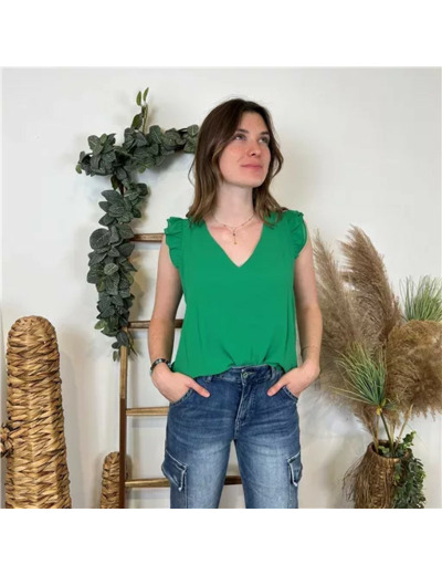 N087- Blouse unie By One (T36-T38) (vert brésil)