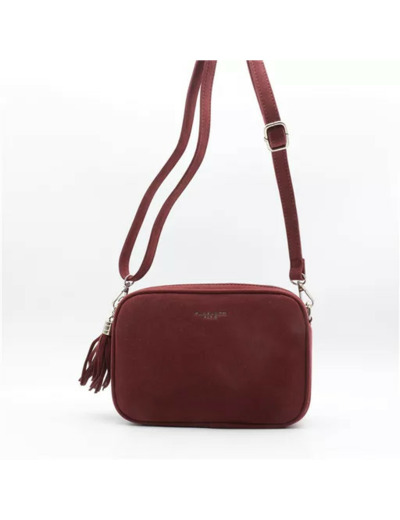 P397- Sac Zippé Pompon aspect Daim Flora & Co (bordeaux)
