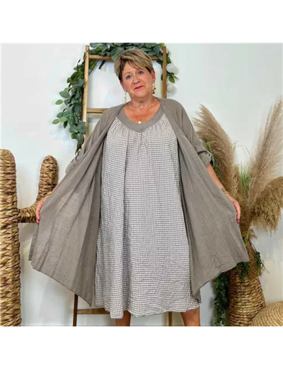 Z145- Veste Coton Lin (Gt) 🇮🇹 (taupe)