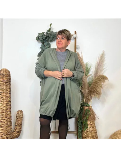 K837- Veste longue en coton (Gt) 🇮🇹 (kaki)