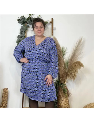 K591- Robe Akoz Losanges (T42-T48) (bleu royal)