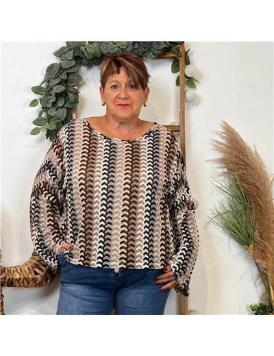 K065- Blouse macramée "Maëlle" (T40-T48) (noir)