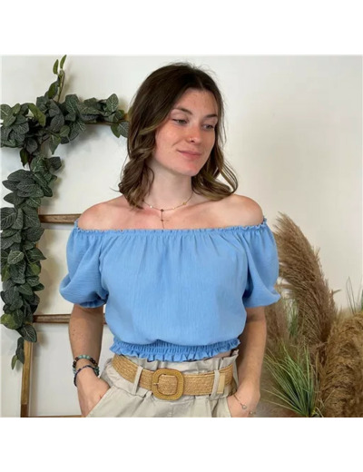 L170- Croptop uni (Tu) (bleu ciel)
