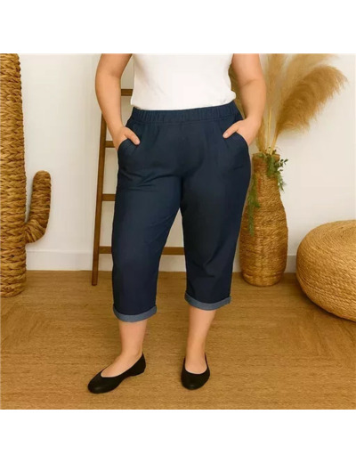 T581- Pantacourt 95% coton JST (T38-T52) (denim)