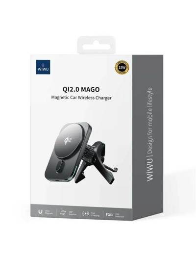 WiWU Support de Charge Voiture Magnétique Qi2.0 et MagSafe