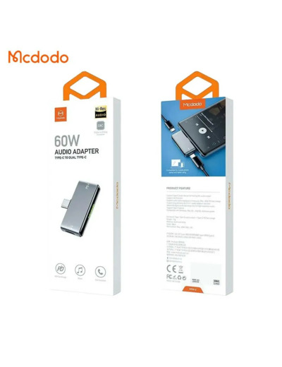MCDODO Adaptateur Convertisseur USB-C vers 2x USB-C pour Charge & Audio 60W