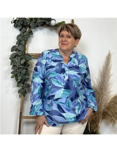 K807- Blouse Christy « Oursin » (T44-T52) (bleu royal)