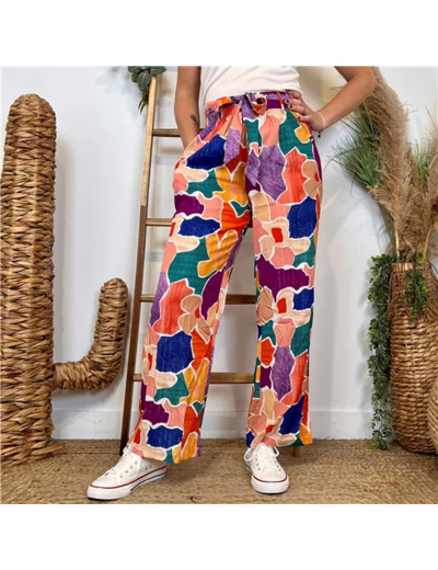 L787- Pantalon Palazzo By One (T36-T40) (orange)