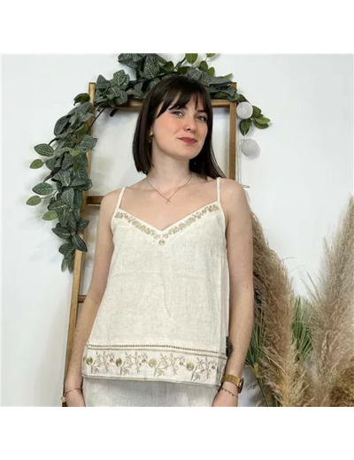 K465- Débardeur "Version Féminin" (T36-T40) (ecru)