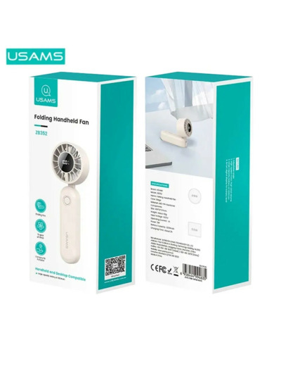 USAMS Mini ventilateur portable pliable à affichage numérique 1200mAh