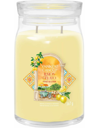 Yankee Candle Bougie parfumée dans un pot en verre (grande) – Bougie signature de la collection « Hello Italy, sorbet au citron» avec durée de combustion jusqu'à 90 heures