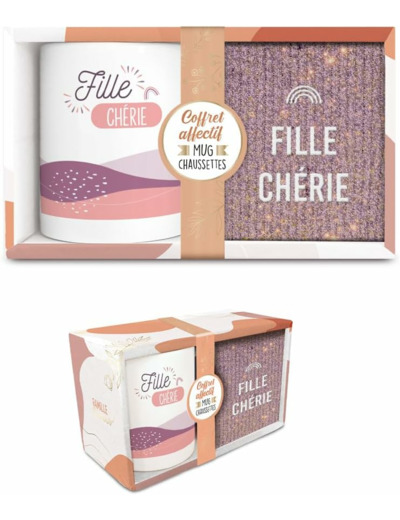 STC coffret mug et chaussettes à pailettes "Fille chérie"