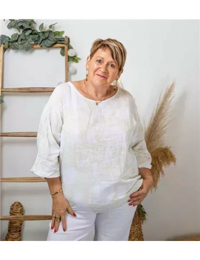 K225- Tunique Fleurie (Tu) (beige)