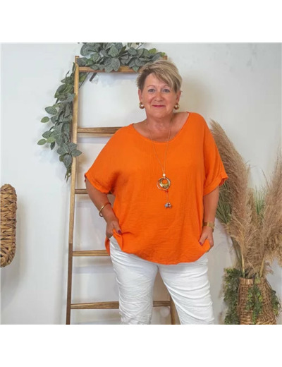 K753- Tunique 100% coton (GT) 🇮🇹 (orange)