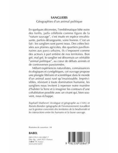 SANGLIERS, GEOGRAPHIES D'UN ANIMAL POLITIQUE