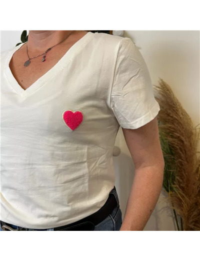 K232- T-shirt Coeur (T36-T40) 🤎 (fuchsia)