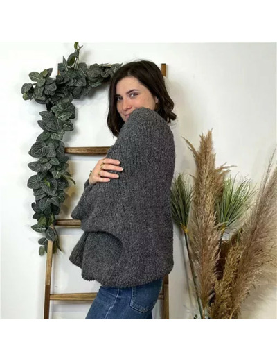 K064- Pull Oversize Maille Bouclette 🇮🇹 (gris)