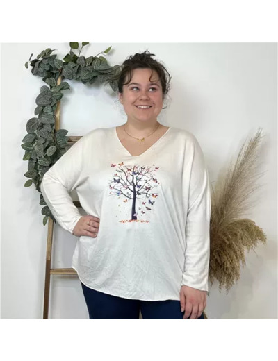 K823- Pull tunique "Arbre de vie" 🇮🇹 (ecru)