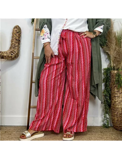 L760- Pantalon Palazzo By One (T40-T48) (fuchsia)