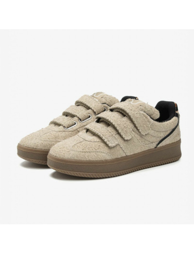 Casual sneakers women Taupe - Légend suede velcro - SJ