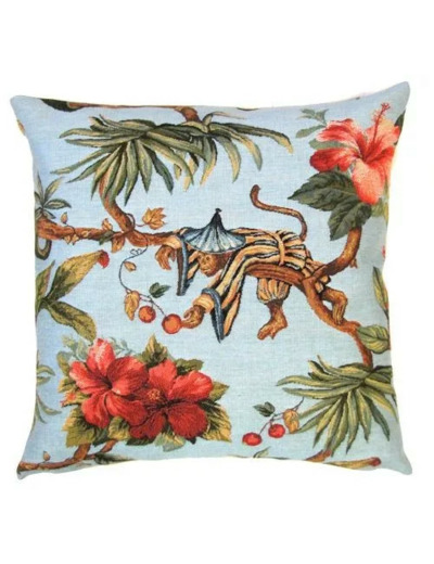 Coussin bleu singe