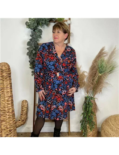 L0666- Robe By One "Bouquet" (T40-T48) (noir)