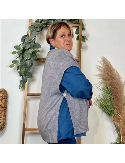 K122- Pull sans manches (Tu) (gris)