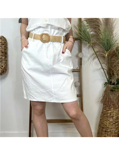 L721- Jupe stretch unie (Tu) 🇮🇹 (blanc)