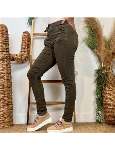 P070- Jean Melly.and.Co Taille élastiquée (Xs-Xl) (marron)
