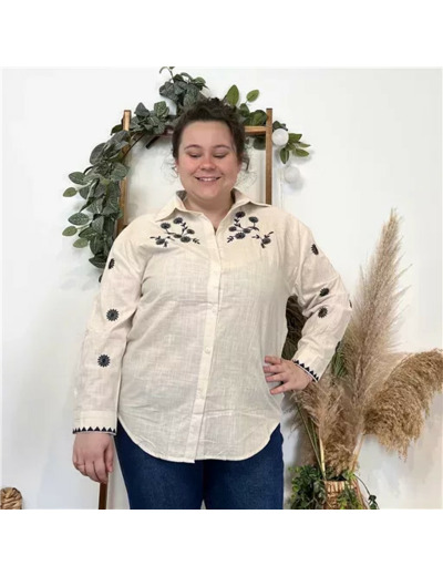 Z790- Blouse brodée Christy (T44-T52) (beige)