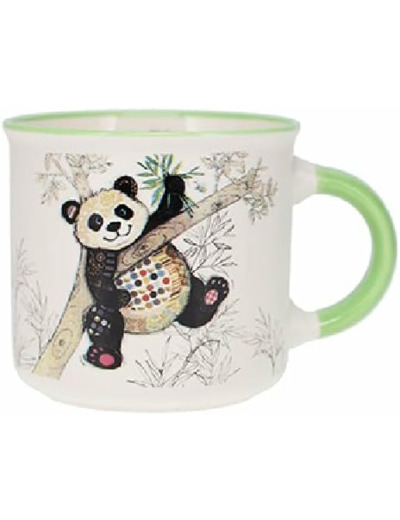 Kiub Mini mug timbale expresso avec des animaux - motif panda dans son bambou - Hauteur 6,5CM - porcelaine fine