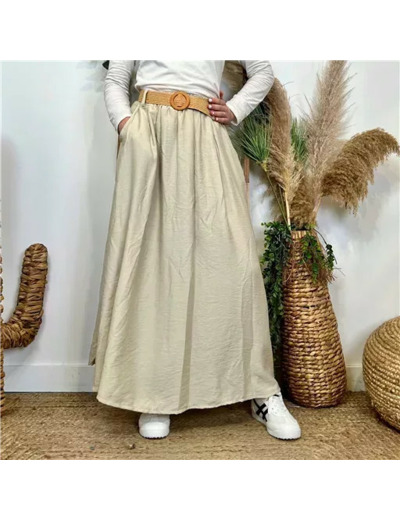L732- Jupe longue ceinture (Tu) 🇮🇹 (beige)