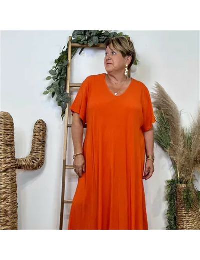 Z308- Robe longue Fluide 🇮🇹 (orange)