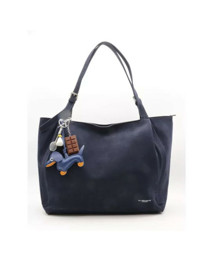 P401-Sac Shopping aspect daim Flora & Co (marine)
