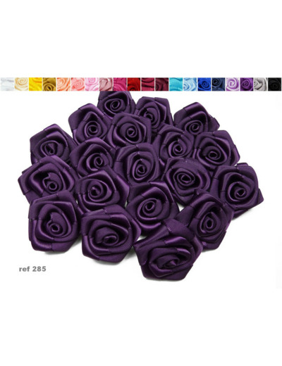 Sachet de 10 roses satin de 3 cm de diametre prune 285