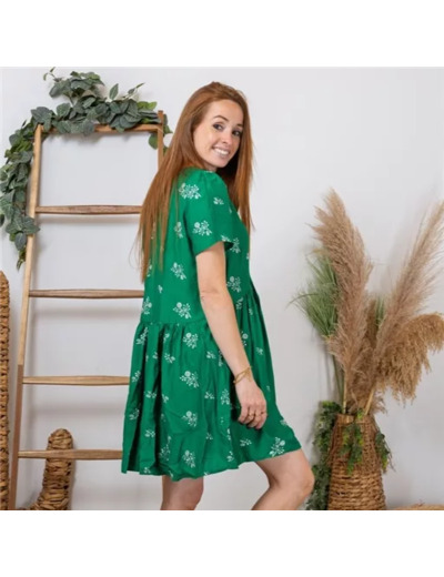 K286- Robe Maëlle « Baies » (T36-T40) (vert brésil)