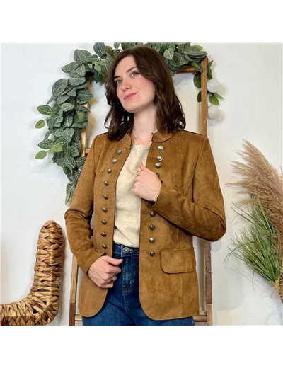 K068- Blazer Suédine Officier (T36-T44) 🇮🇹 (camel)