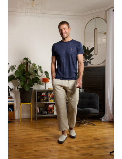 T shirt en lin homme - bleu