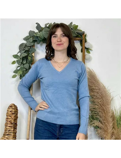 Y370- Pull Épais sans laine «Voggo» (T36-T48) (bleu ciel)