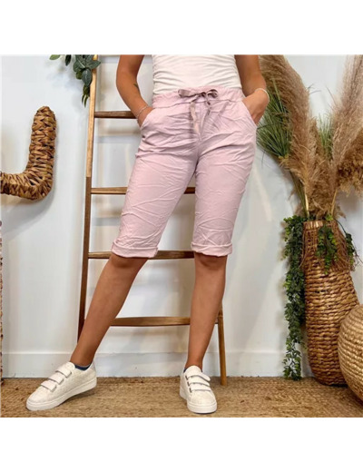 L729- Bermuda Coton Stretch (Tu) (rose pâle)
