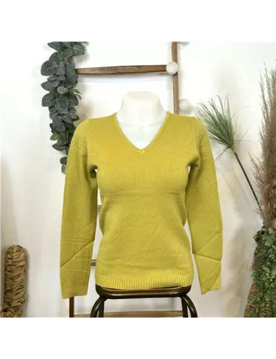 Y248- Pull Laine Cachemire "Tricotonic" (les T36&40) (vert anis)
