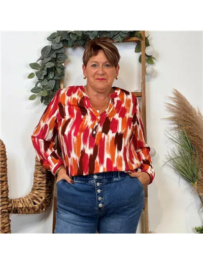 Z127- Blouse « Christy » Gouache (T44-T52) (rouge)