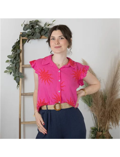 K195- Chemise "Soleil" ☀️ (Tu) 🇮🇹 (fuchsia)