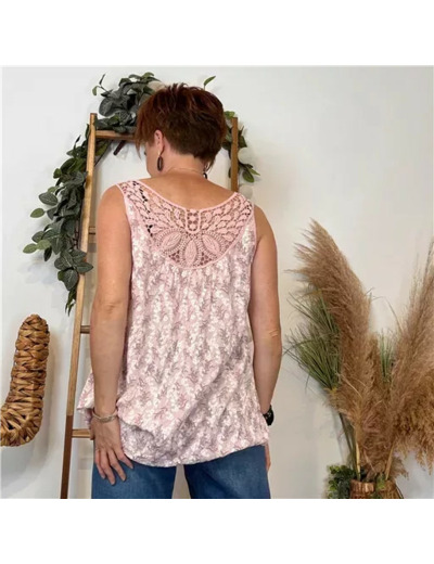 K173- Débardeur Liberty coton (Tu) 🇮🇹 (rose pâle)