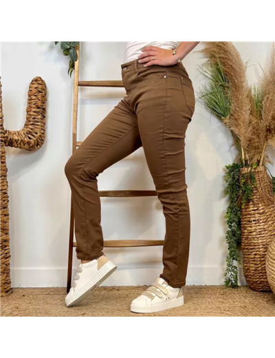 N013- Jean coupe Slim Voggo (T36-T44) (camel)