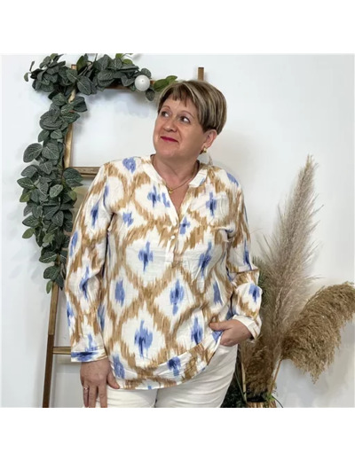 K804- Blouse Christy Losanges (T44-T52) (camel)