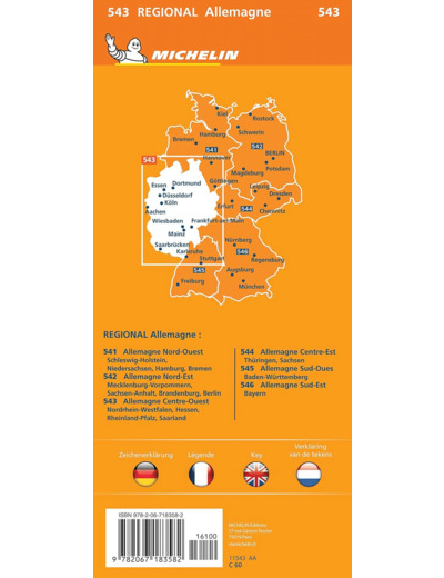 CARTE REGIONALE ALLEMAGNE CENTRE-OUEST