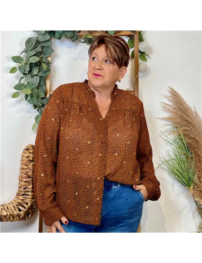 K070- Chemisier voilage By.one (T40-T48) (camel)