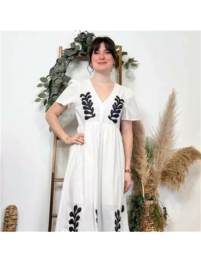 K370- Robe Bohême "By One" (T36-T40) (blanc)