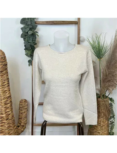 Y252- Pull Laine Cachemire "Tricotonic" (les T38&42) (beige)
